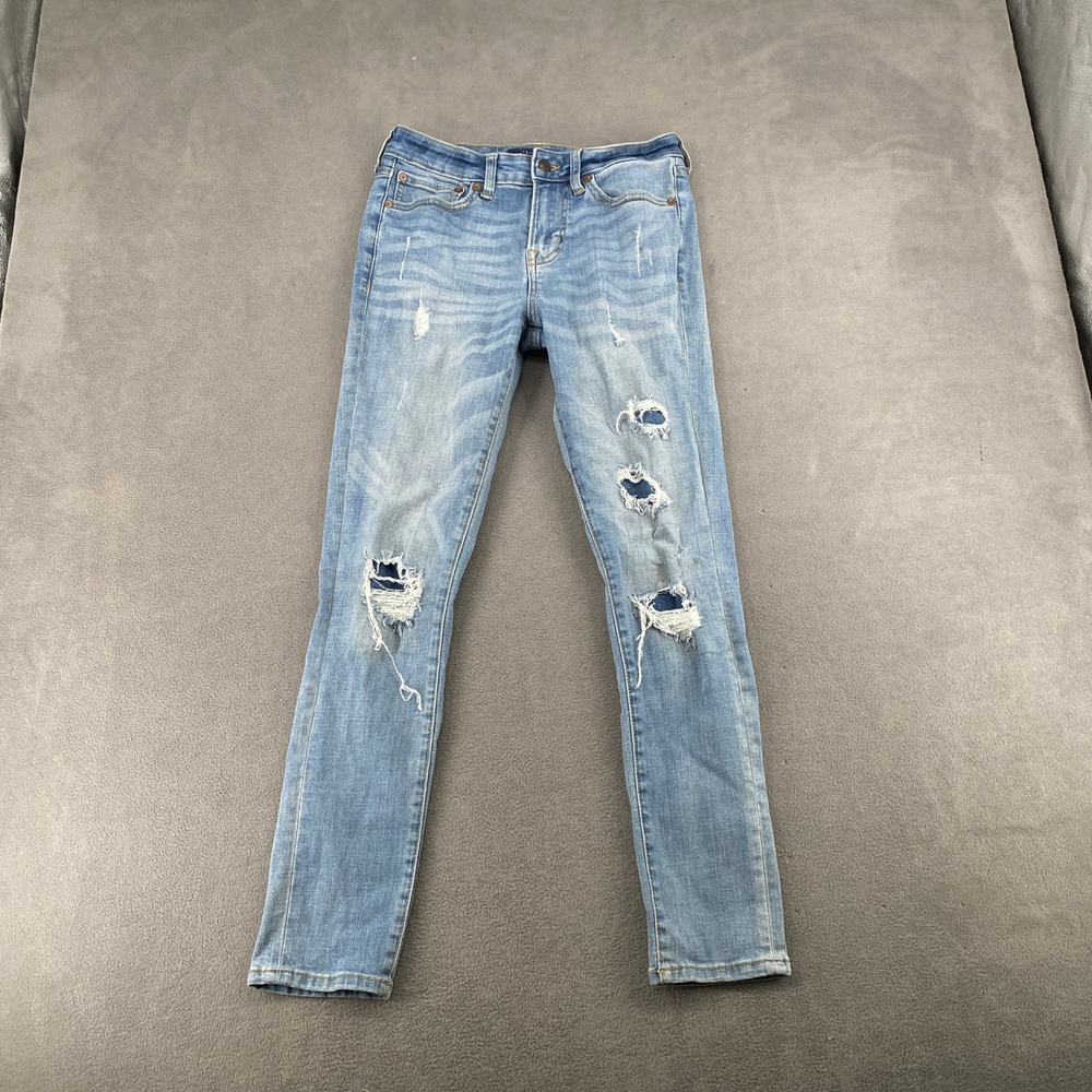 Aeropostale Super Skinny Distressed Light Wash Blue Jeans 28x30 RN154379